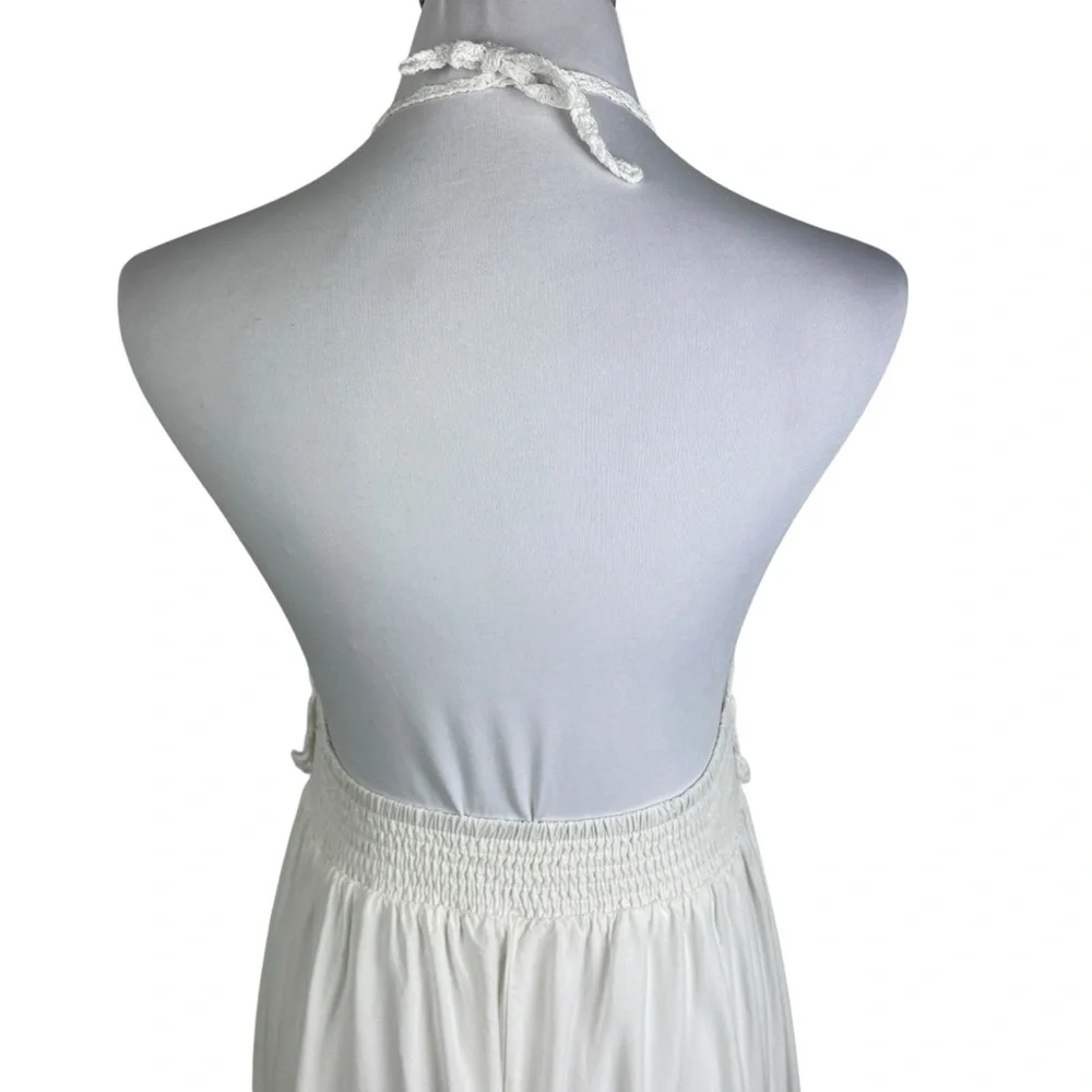 Lilbetter Elegant Crochet Halter Top‎ Elastic Waist Maxi Dress Women's XL White - Picture 4 of 10